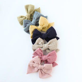Blush | Gauze Oversized Hand-tied Bow - Eliza Cate and Co