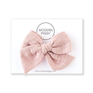 Blush | Gauze Oversized Hand-tied Bow - Eliza Cate and Co