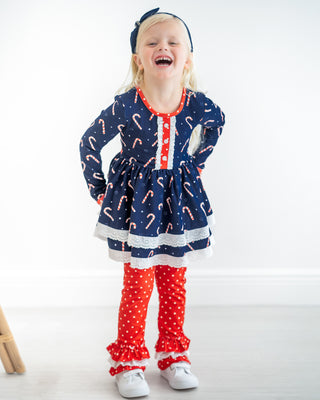 Twirl Tunic 2 Piece Set | Candy Canes - Eliza Cate and Co