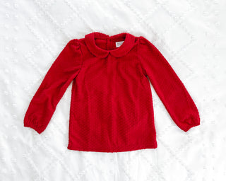 Swiss Dot Blouse LS | Candy Red